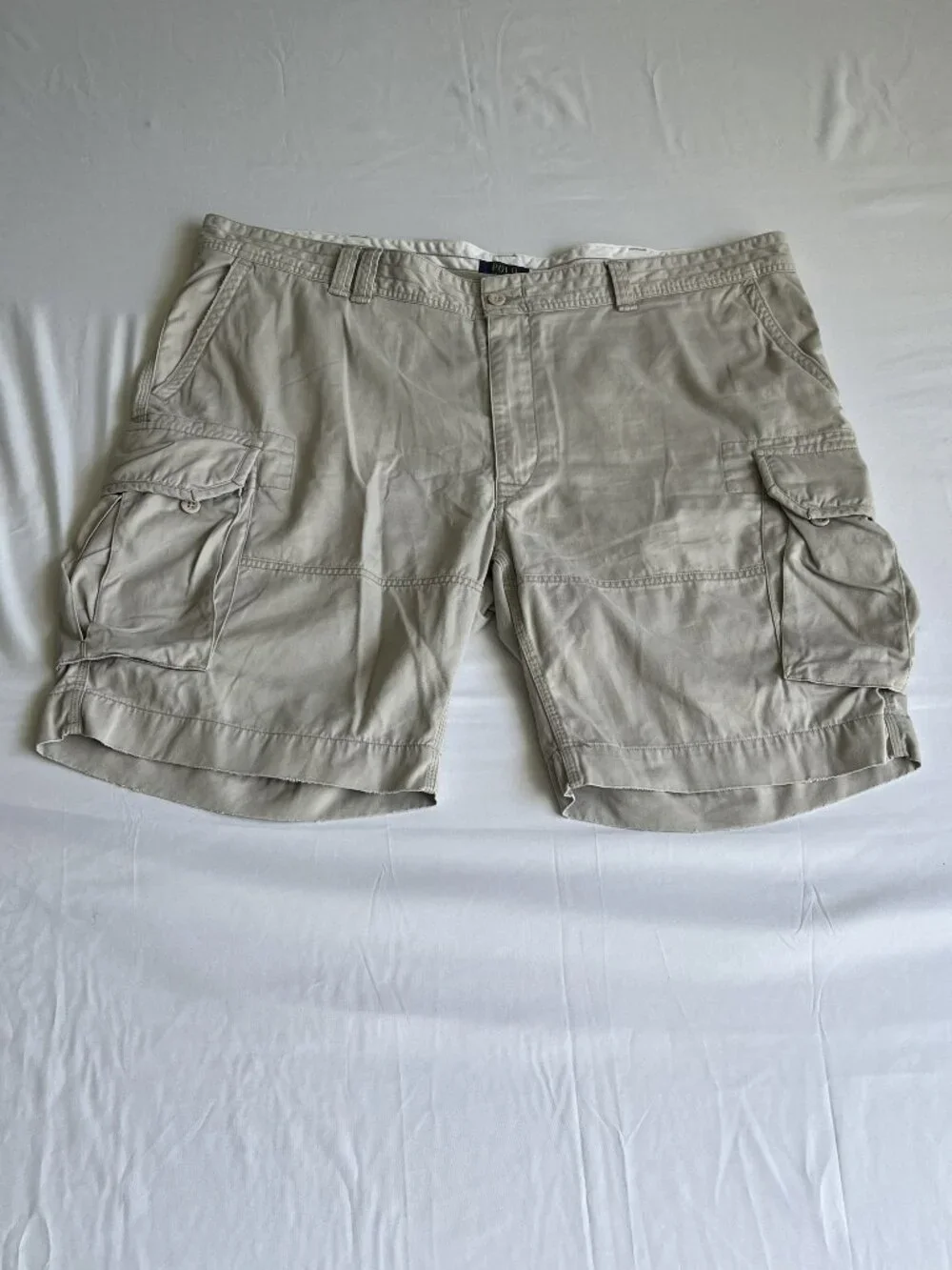 Polo Ralph Lauren Men Cargo Shorts Size 48 Khaki Tan 100% Cotton‎ Big Tall